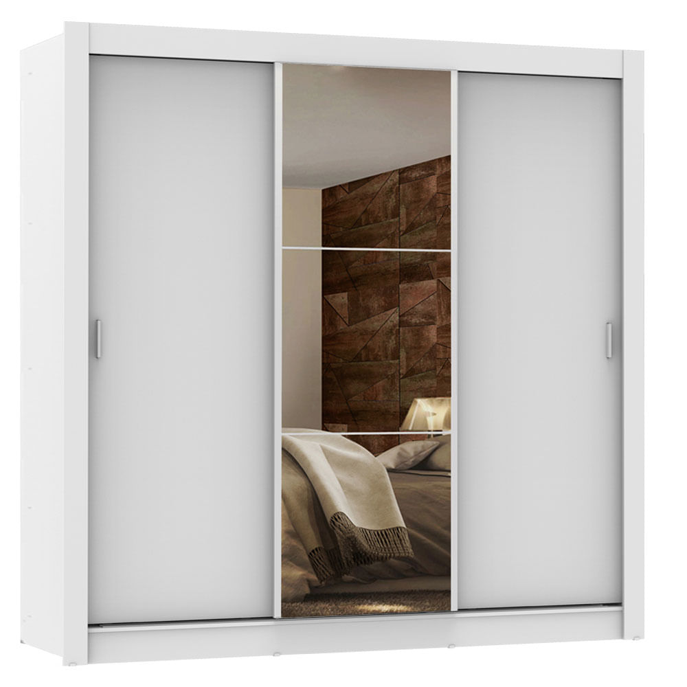 imagem de Guarda Roupa 1 espelho Lyon 170x205x46 Branco Madesa 1093091E4G